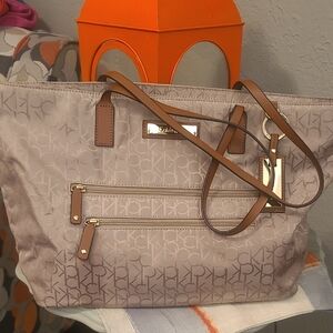 Calvin Klein Women's Taupe Logo Tote Bag